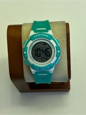 Women's ARMITRON Pro Sport Bright Green & White Digital LCD Chrono Watch 45/7110